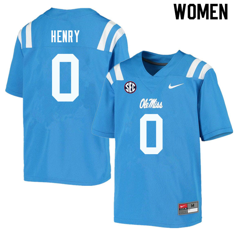 Women #0 Lakia Henry Ole Miss Rebels College Football Jerseys Sale-Powder Blue